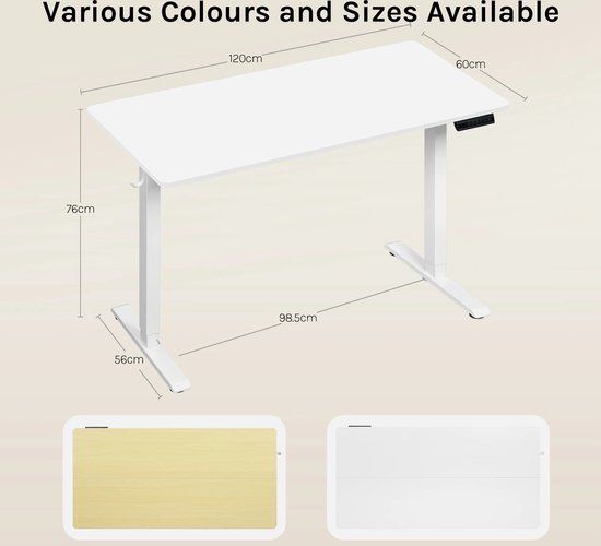 Elektrisch Verstelbaar Zit-Sta Bureau – In Hoogte Verstelbare Werkplek met USB-oplaadpoort, Geheugenstanden & Stil Motormechanisme